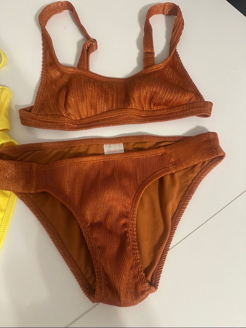 Xhilaration Yellow & Rust Ribbed Bikini Set - Picture 2 of 6